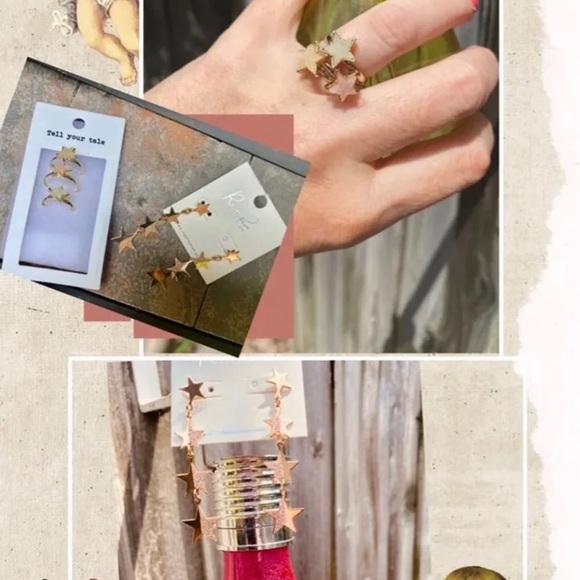 Stars earring and ring set - Picture 1 of 4